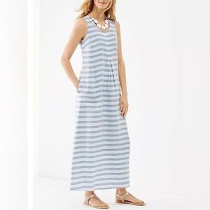 J. Jill Sky Blue and White Maxi Dress